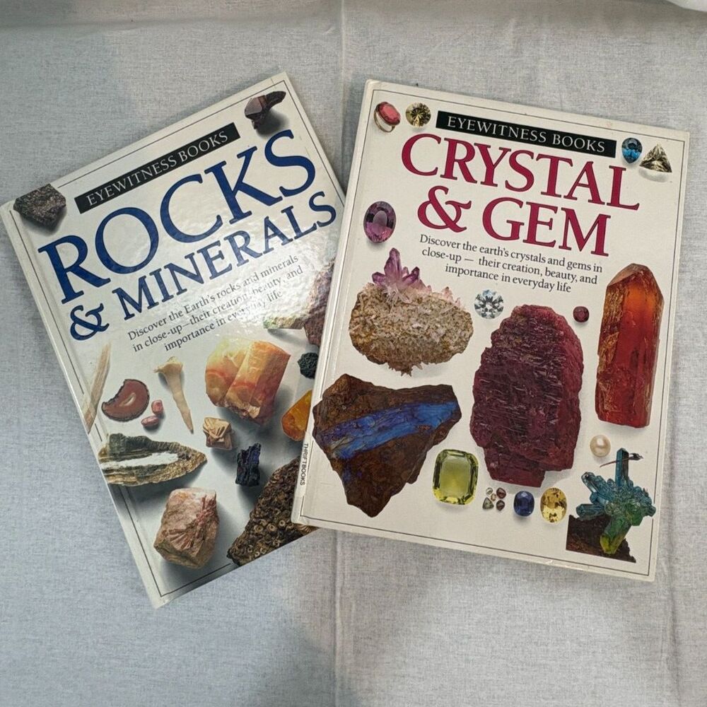 Vintage DK Eyewitness Hardcover 2-Book Bundle: Rocks & Minerals + Crystal & Gem